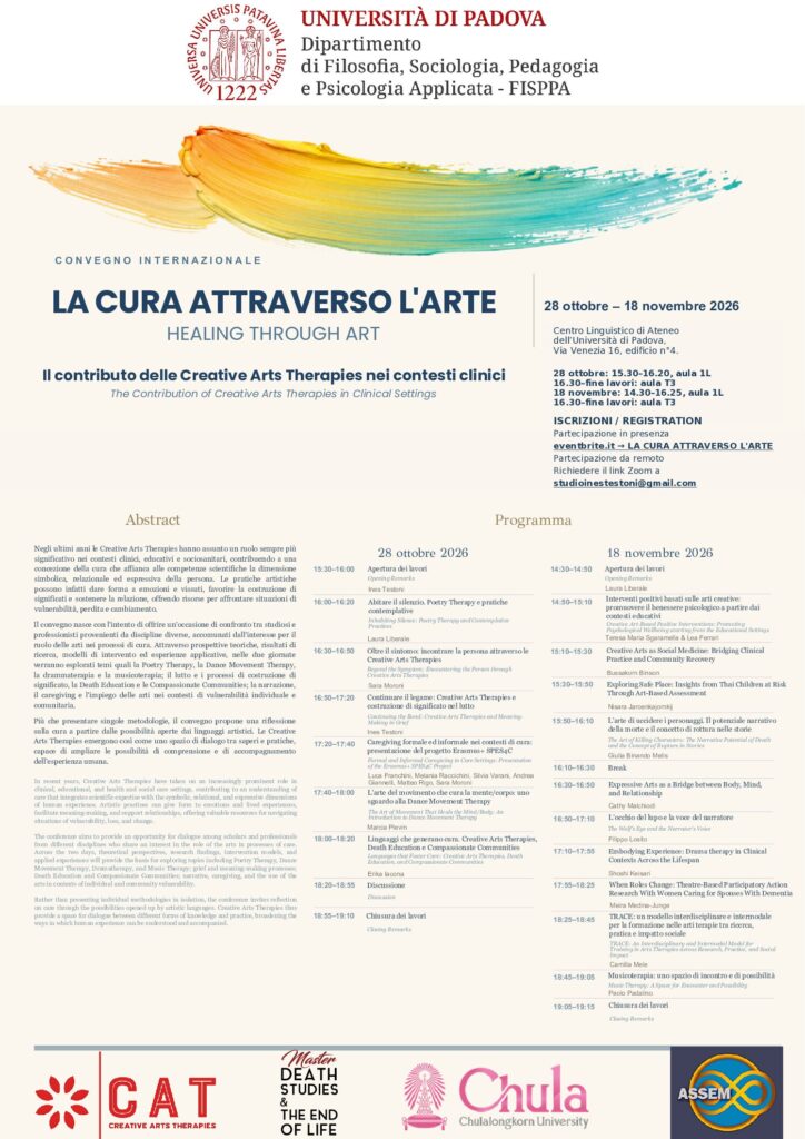 La cura attraverso l'arte. Il contributo delle Creative Arts Therapies nei contesti clinici  28-10-2026